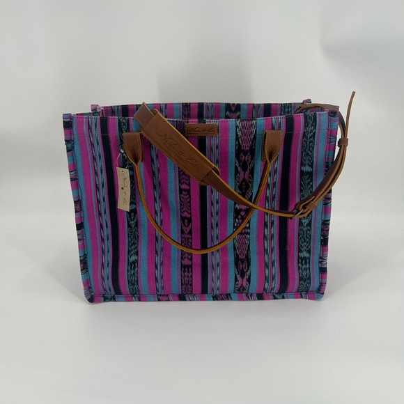 Nena & Co. 13in x 17in One Of A Kind Guatemala Travel Tote Bag Purple,blue,blk - Picture 12 of 12